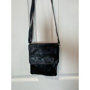 Vera Pelle Black Crossbody Purse Italian Leather Adjustable Strap Made in Italy
